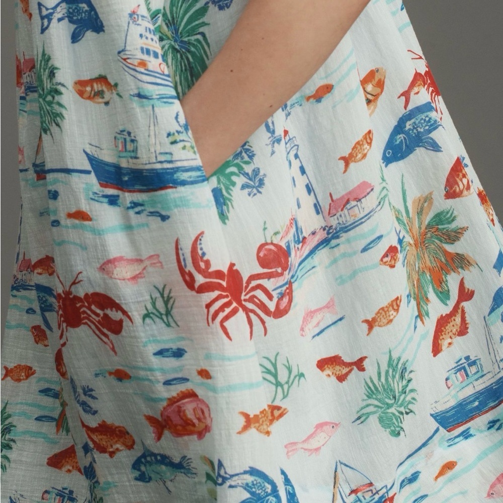 Anthropologie Maeve Ocean Printed Halter Swing Mini Dress NWT - Small - Picture 4 of 16